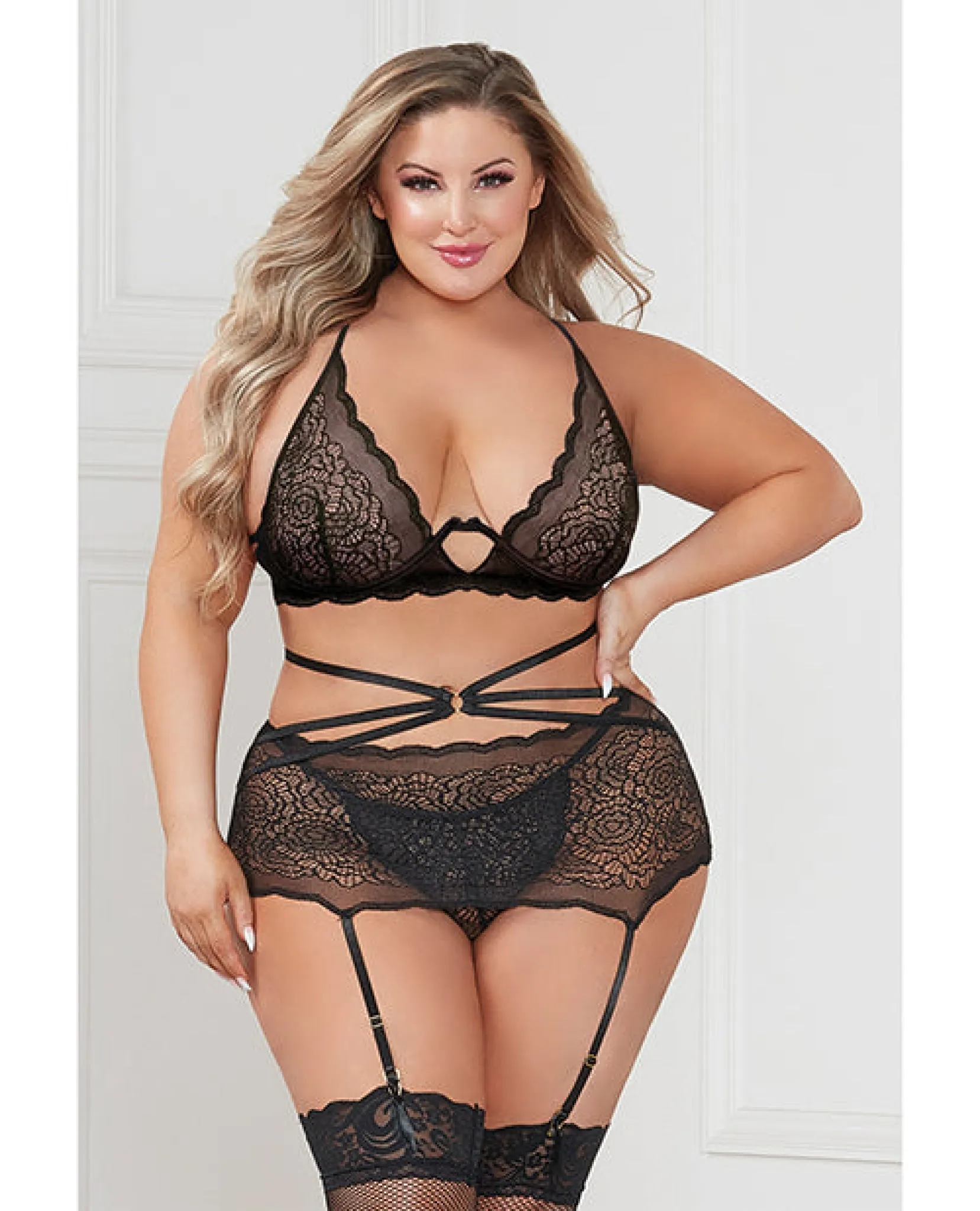 -galloon Lace Bra, Garter Skirt & G-string Qn