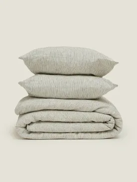 100% Linen Duvet Set in Pencil Stripes