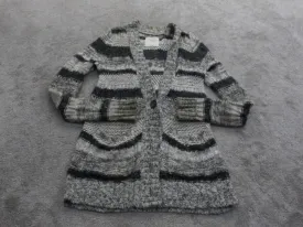 Abercrombie & Fitch Women Cardigan Sweater Knitted Long Sleeves Gray Size Small