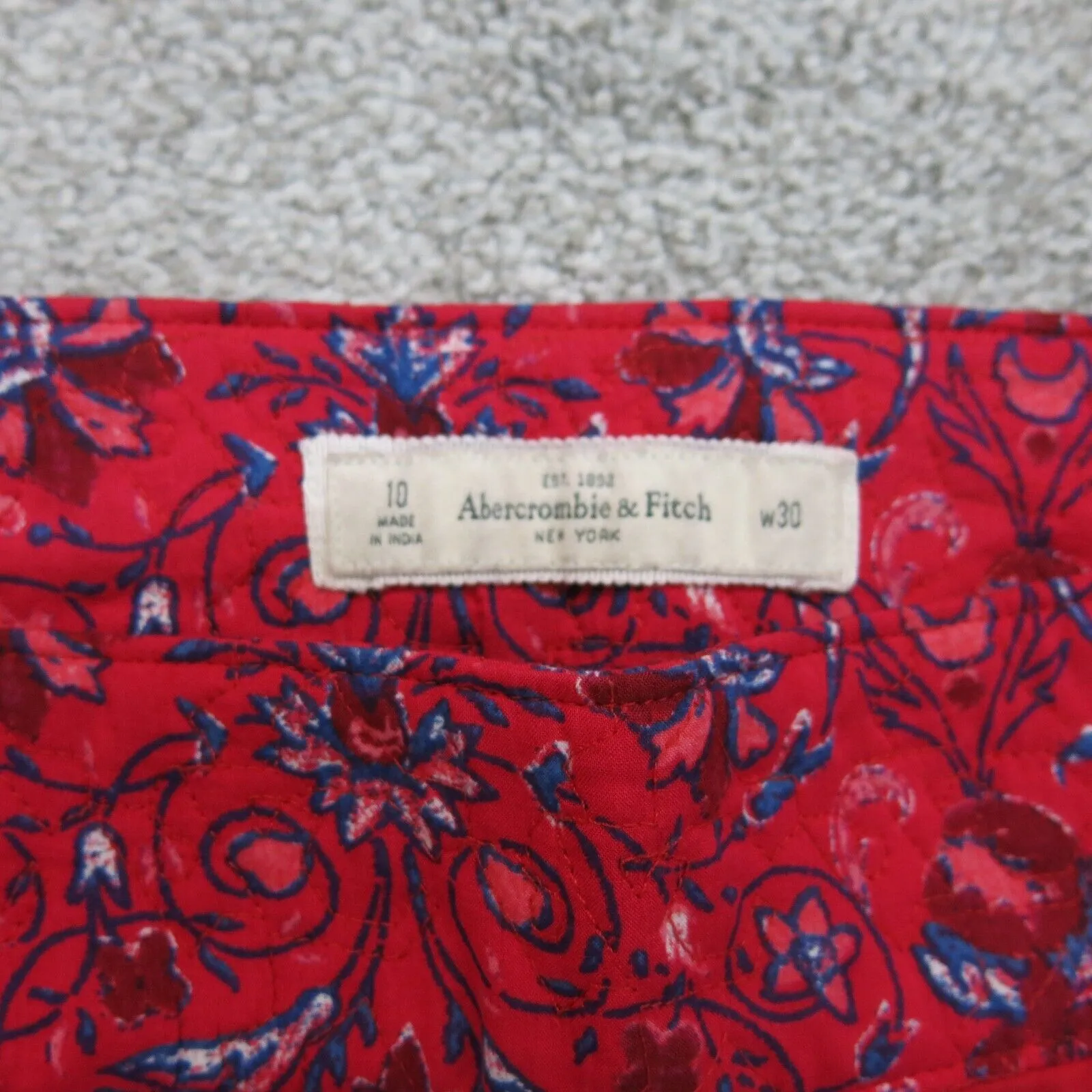 Abercrombie & Fitch Womens Floral Straight & Pencil Skirt Pocket Logo Red SZ 10