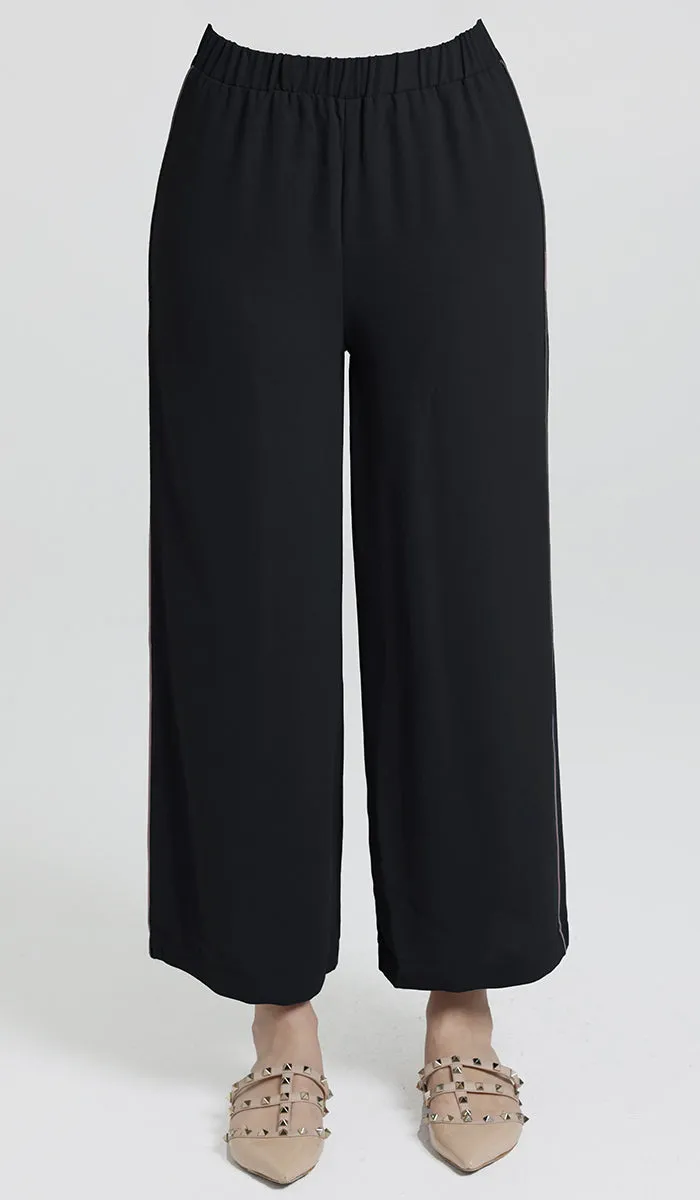 Abiyya Dressy Wide Leg Pants - Black/Cafe