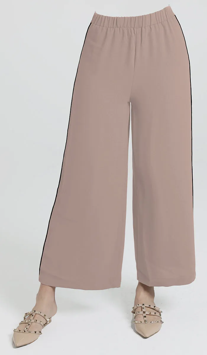 Abiyya Dressy Wide Leg Pants - Cafe/Black