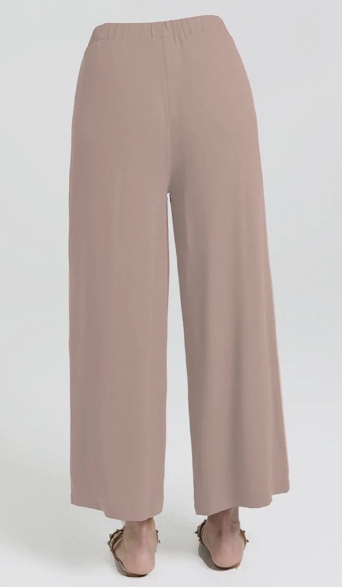 Abiyya Dressy Wide Leg Pants - Cafe/Black