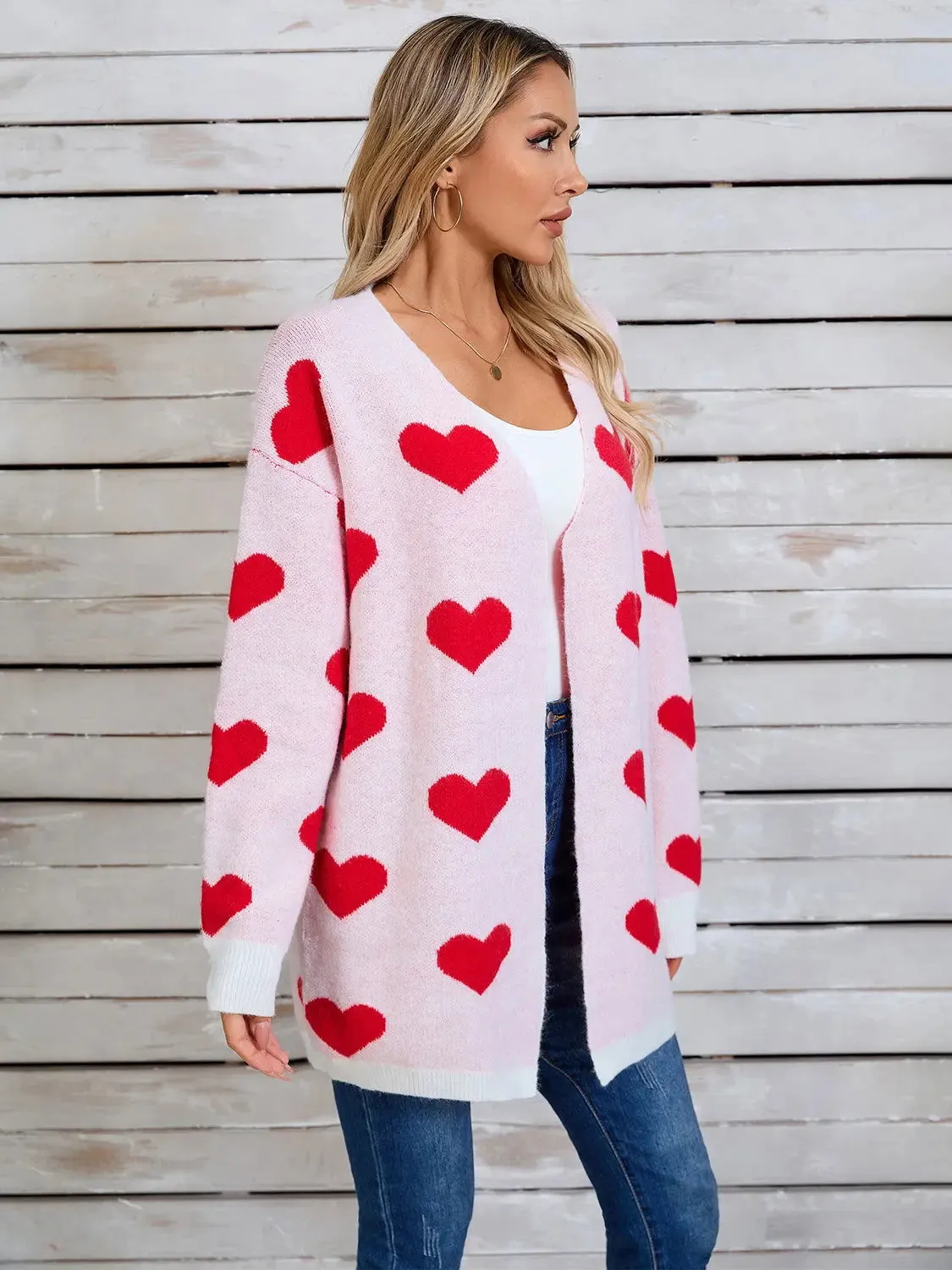 Angel Wings Heart Open Front Long Sleeve Cardigan