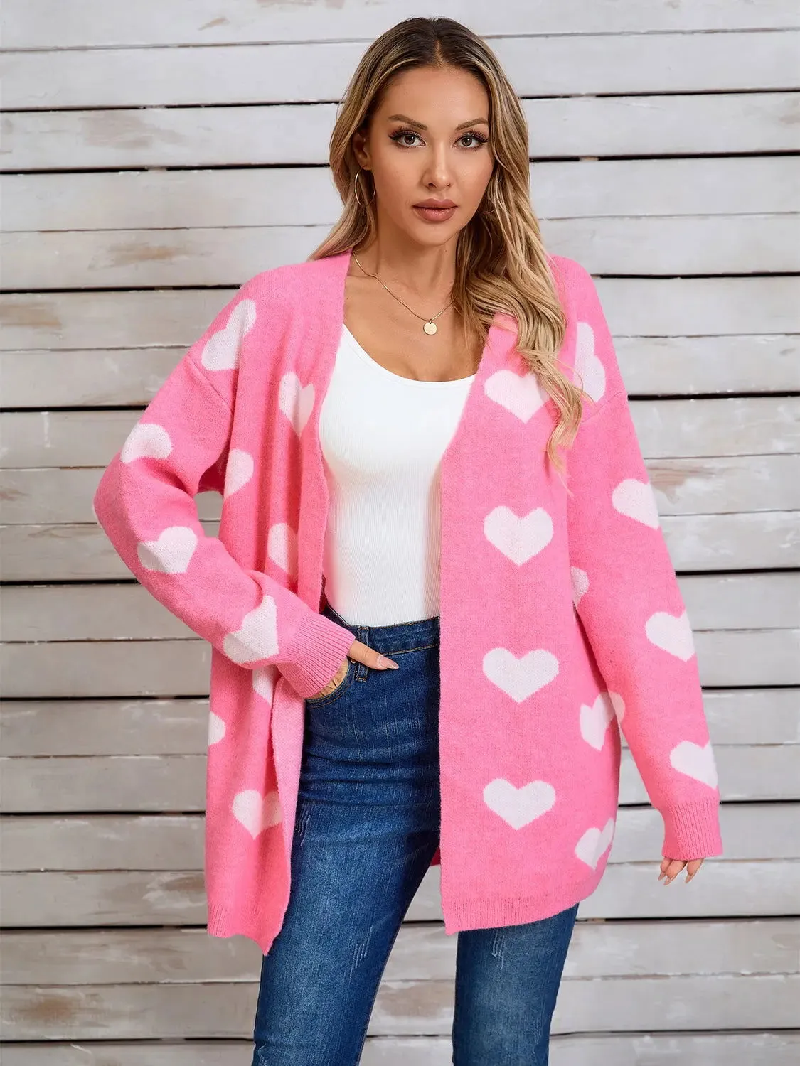 Angel Wings Heart Open Front Long Sleeve Cardigan