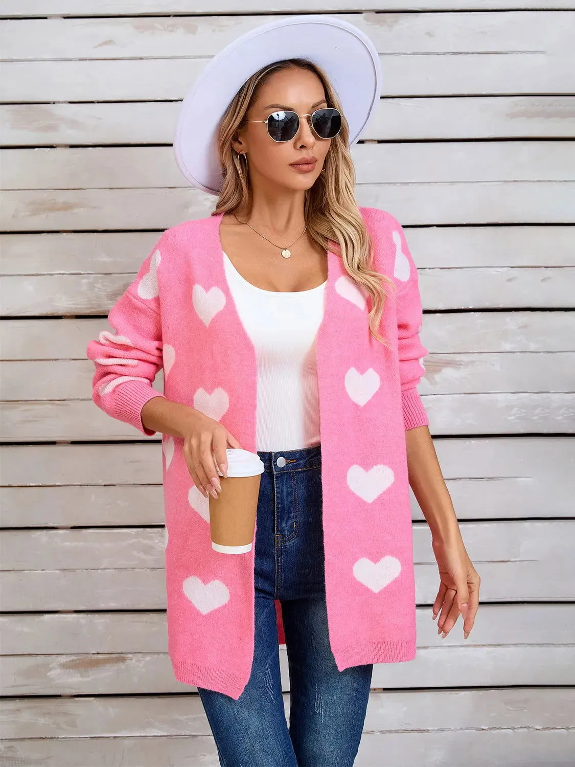 Angel Wings Heart Open Front Long Sleeve Cardigan