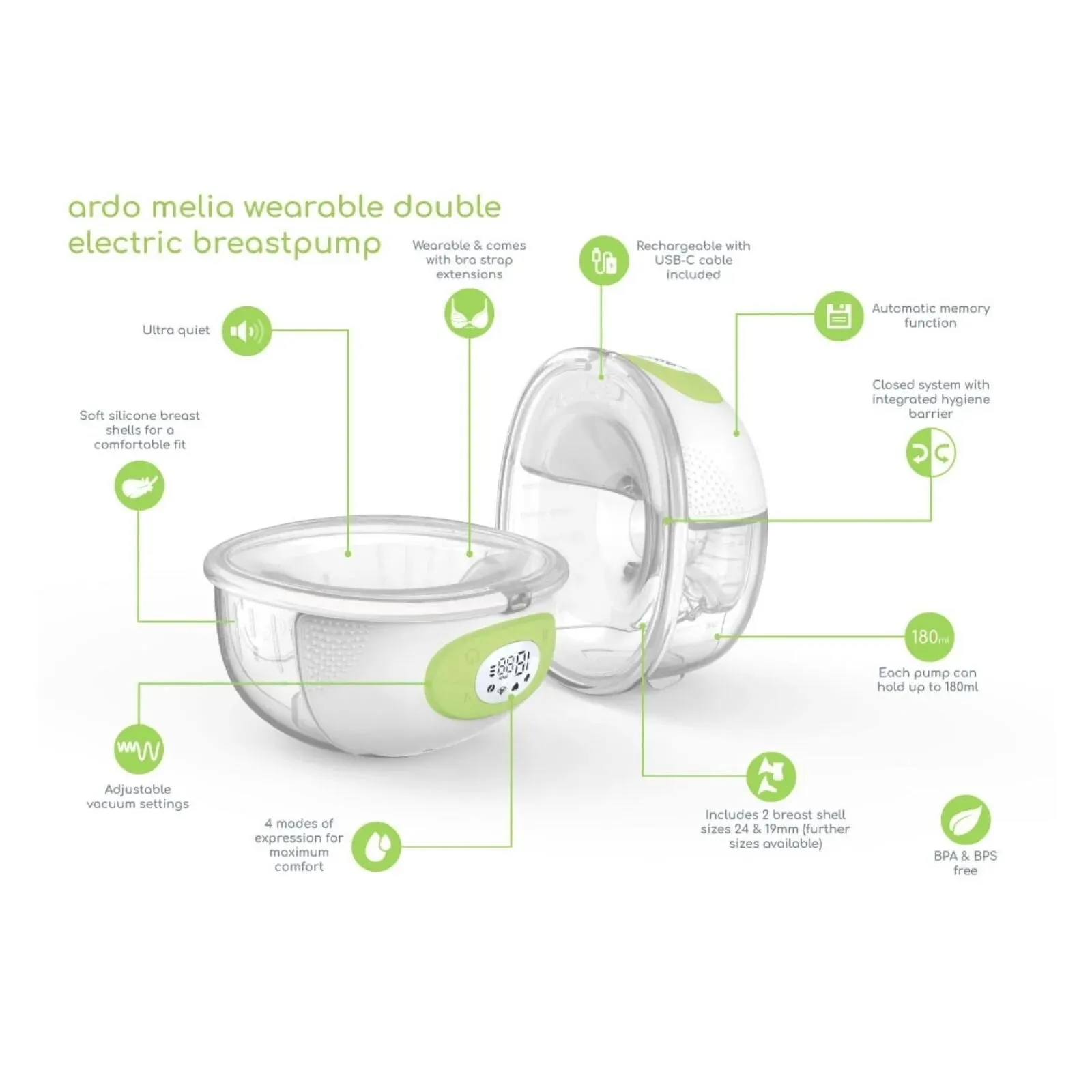 Ardo Melia Wearable Double Electric Breast Pump