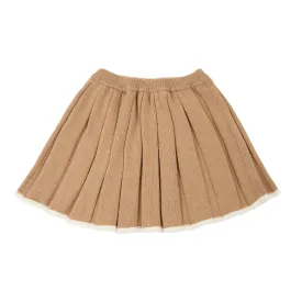 Beige Bicolor Pleated Knit Skirt