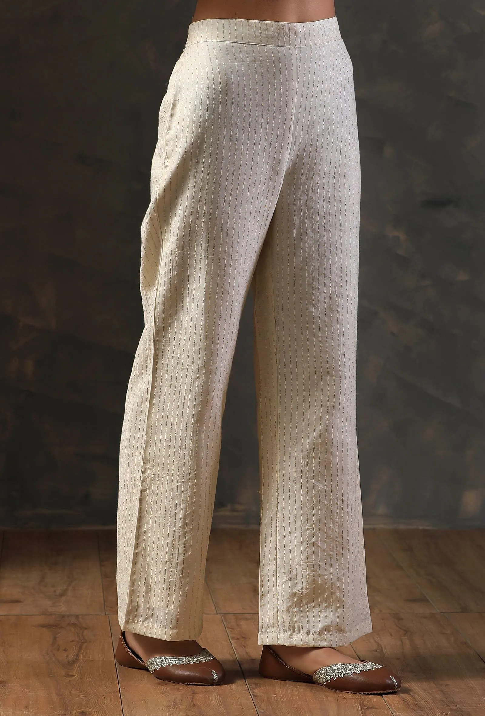 Beige Straight Pants