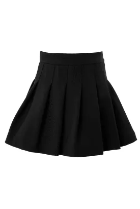 Black Pleated Milano-Knit Skirt