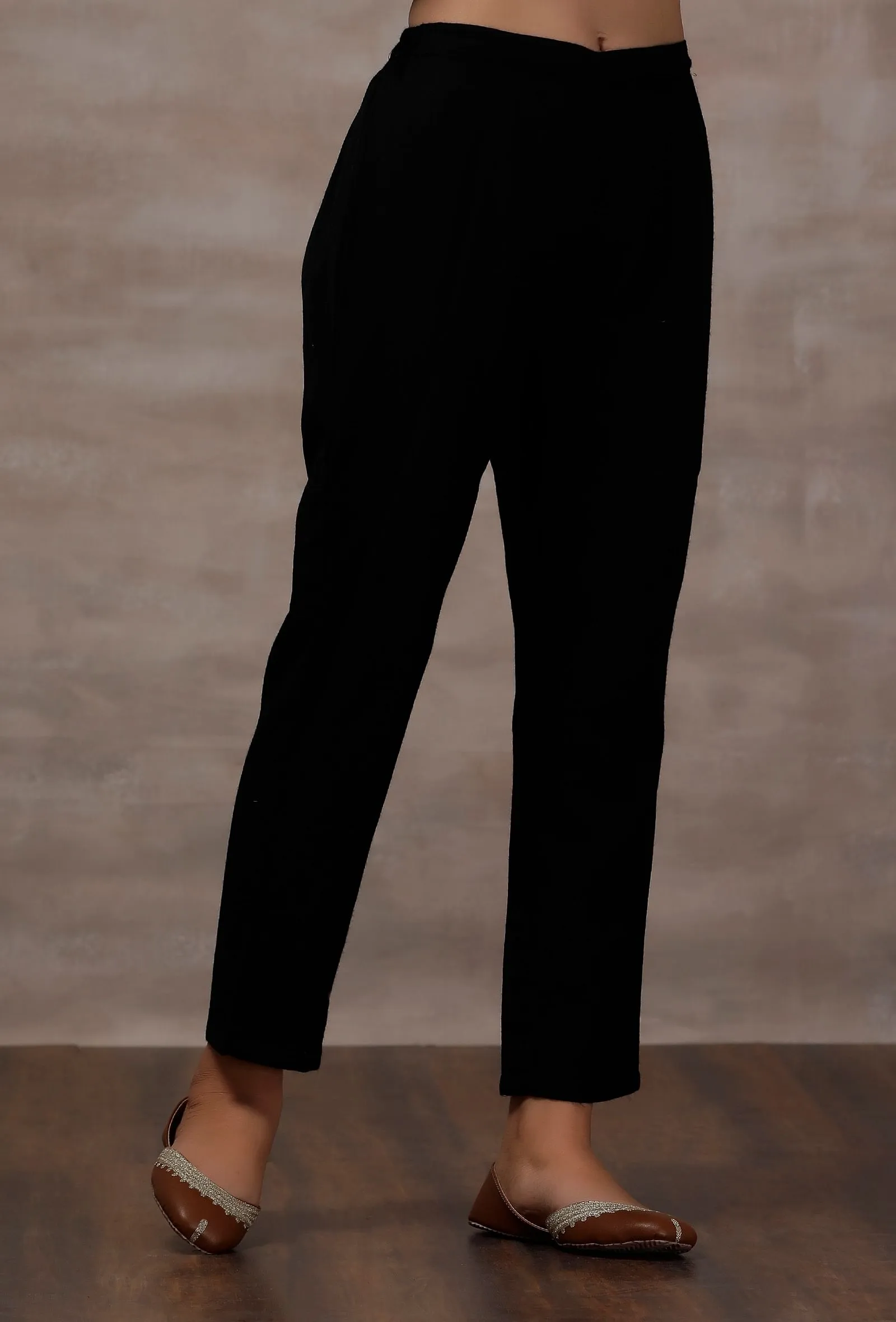 Black Straight Cashmilon Pants