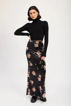 Black Velvet Maxi Skirt