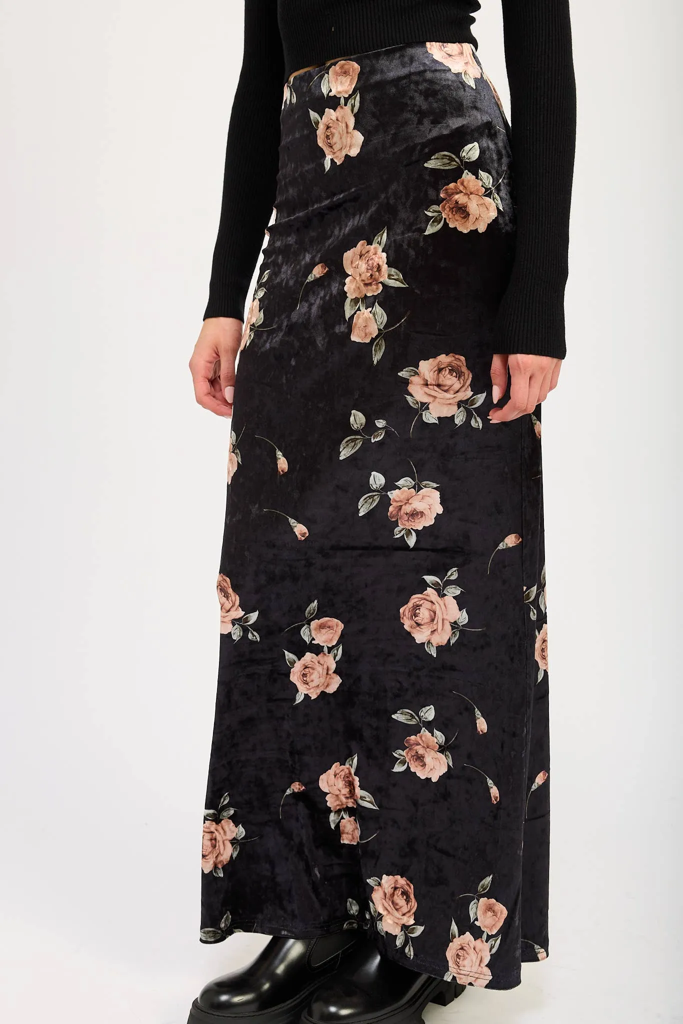 Black Velvet Maxi Skirt