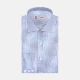 Blue Grid Check Shirt with Regent Collar and 3-Button Cuffs