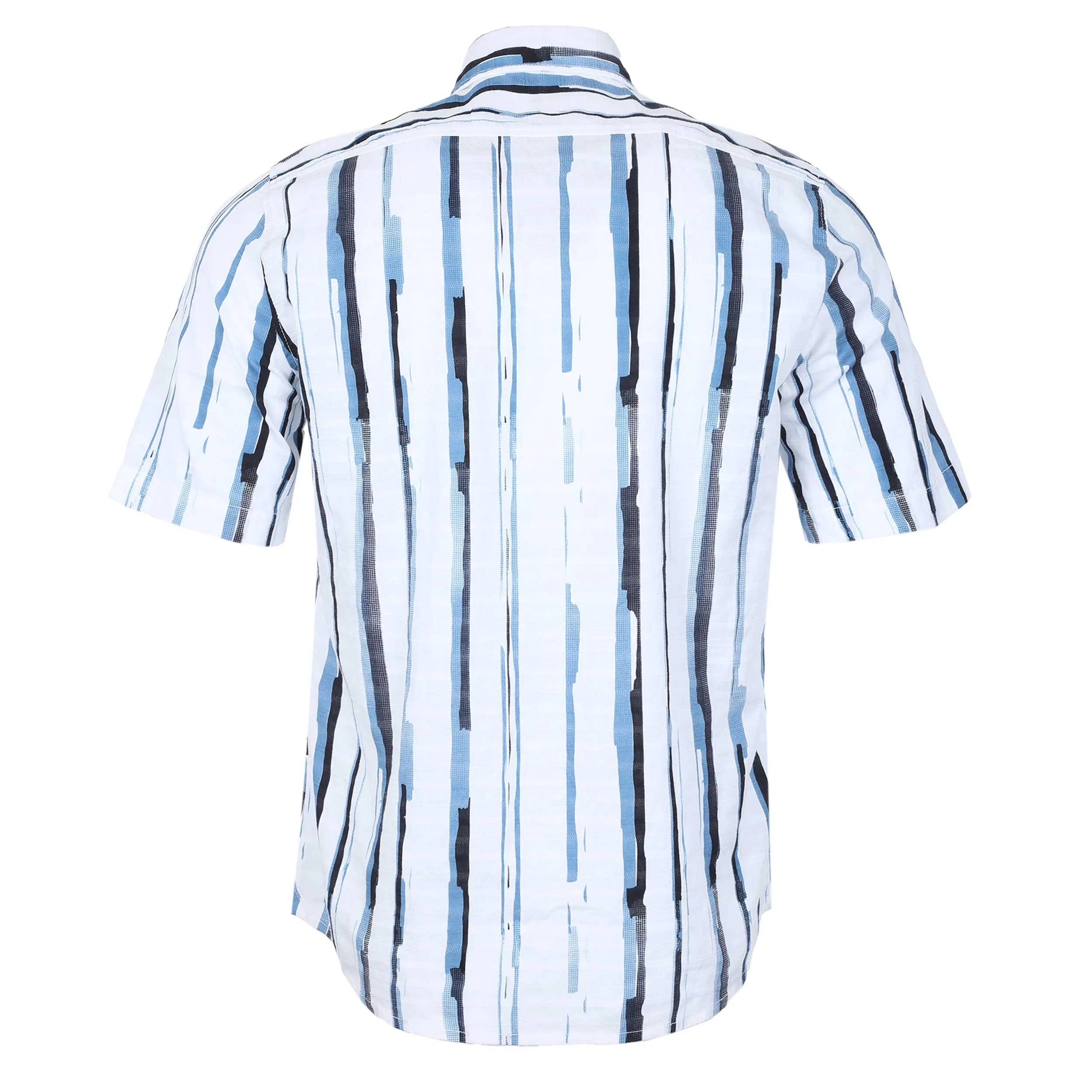 BOSS Rash 2 Short Sleeve Shirt in White & Blue