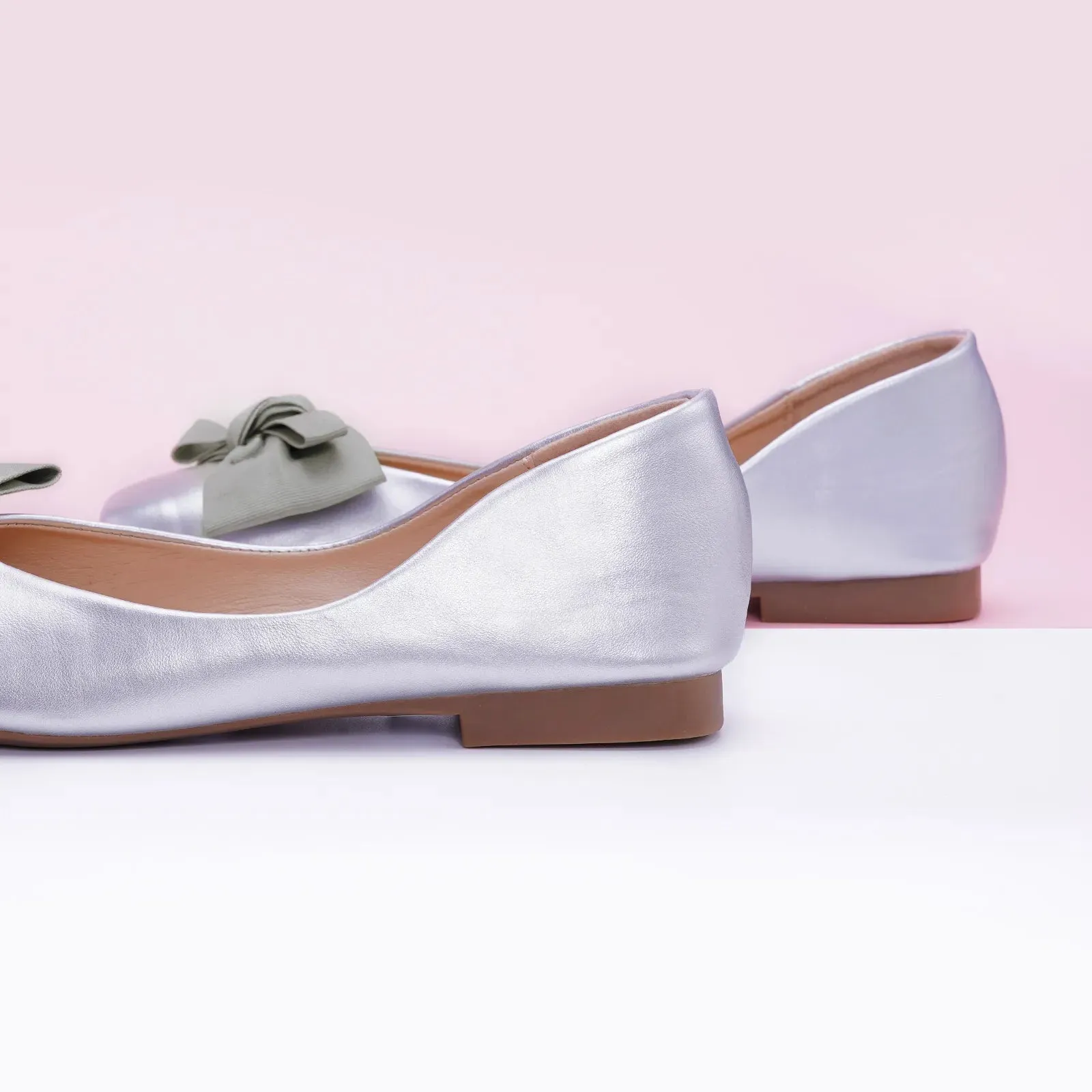 Bowknot Square Flats Soft Leather