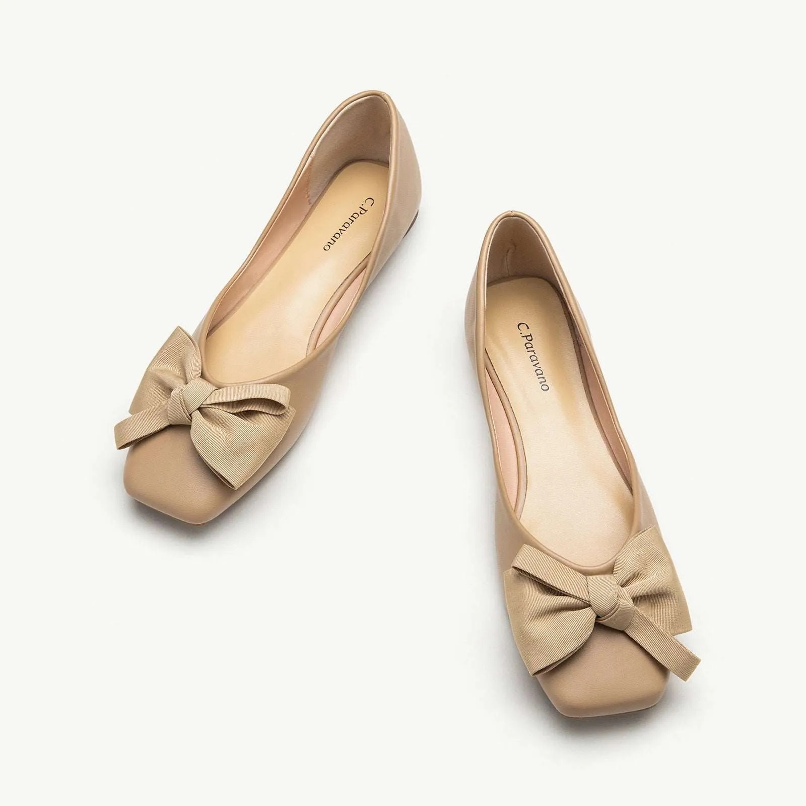 Bowknot Square Flats Soft Leather