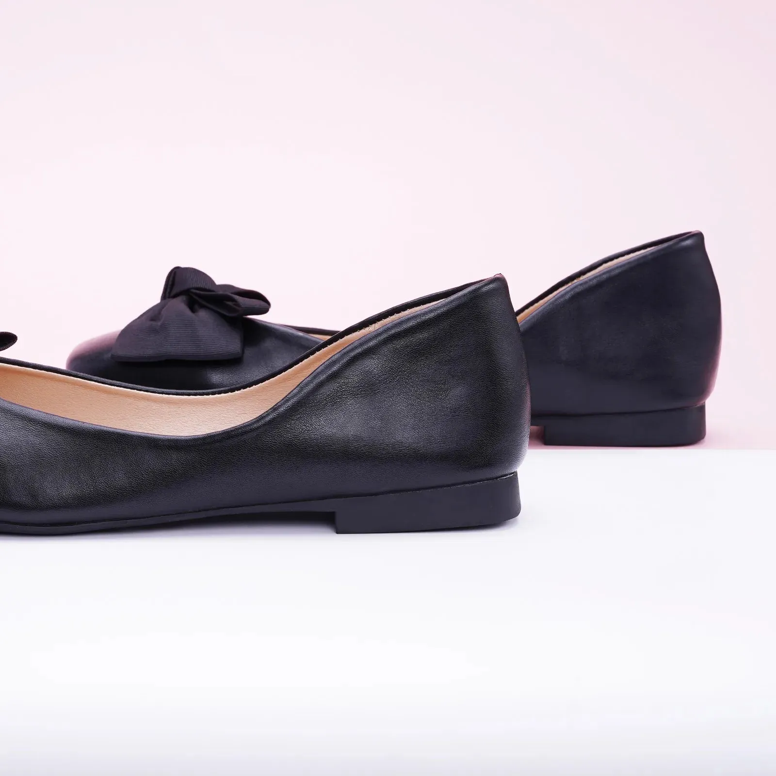 Bowknot Square Flats Soft Leather