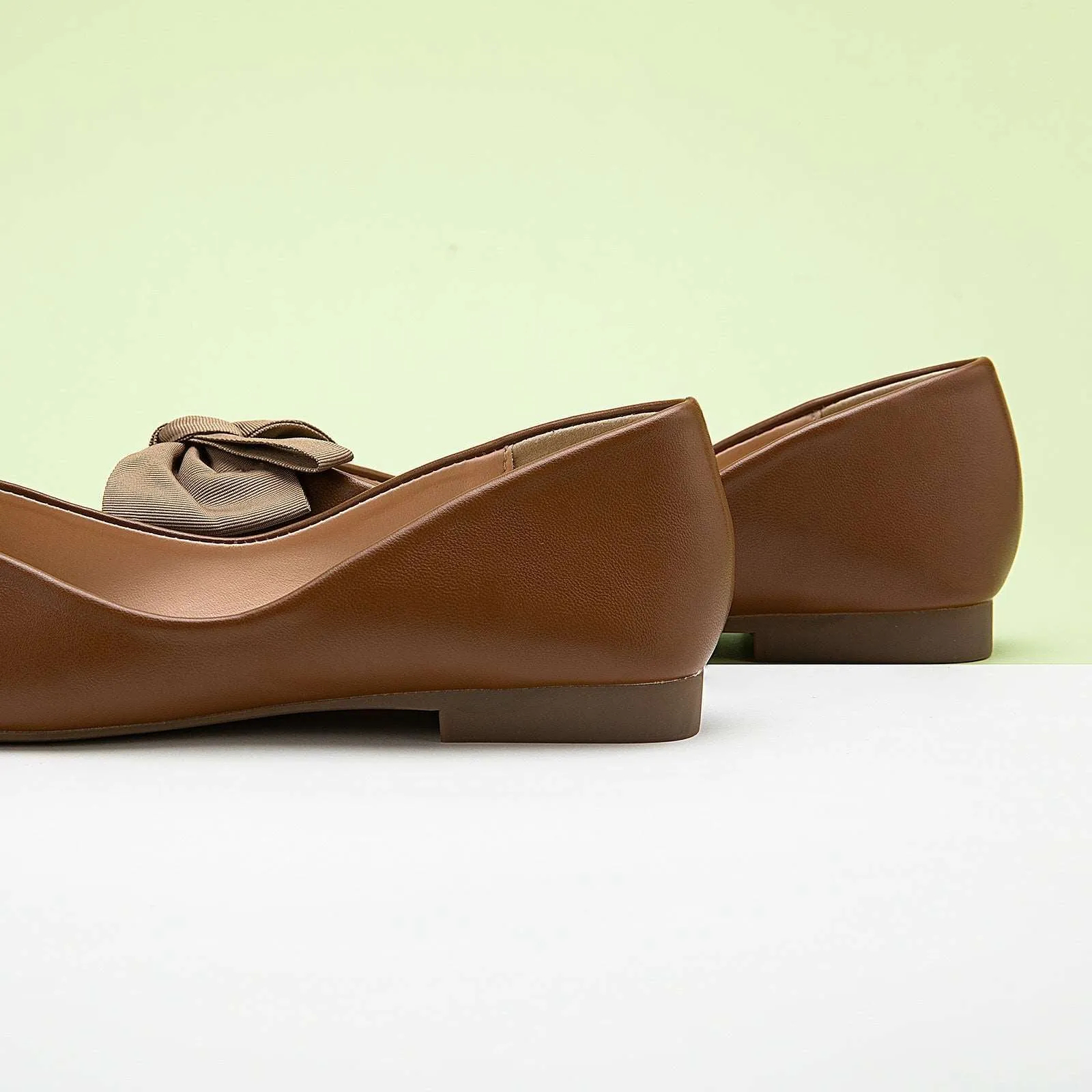 Bowknot Square Flats Soft Leather