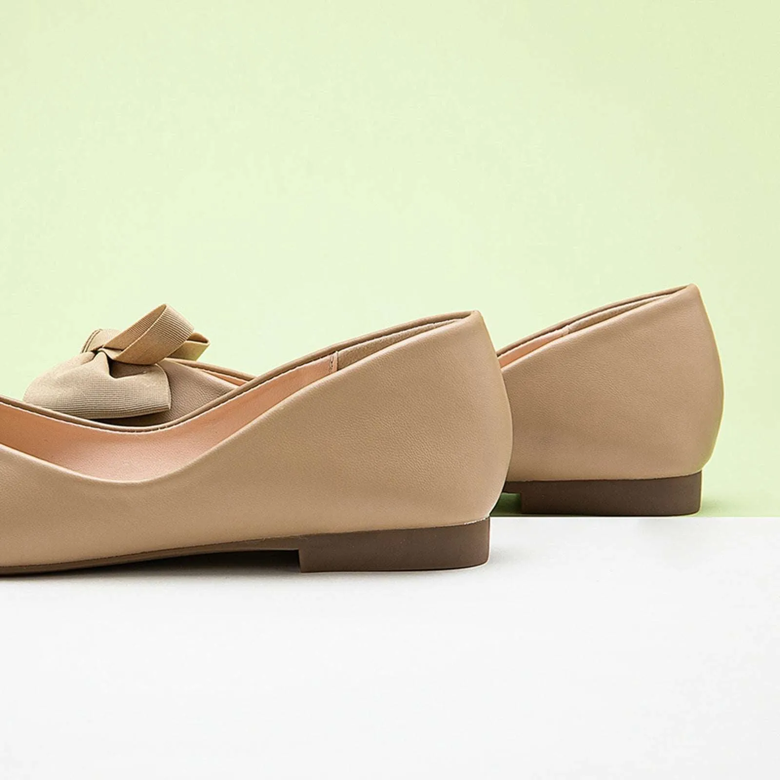 Bowknot Square Flats Soft Leather