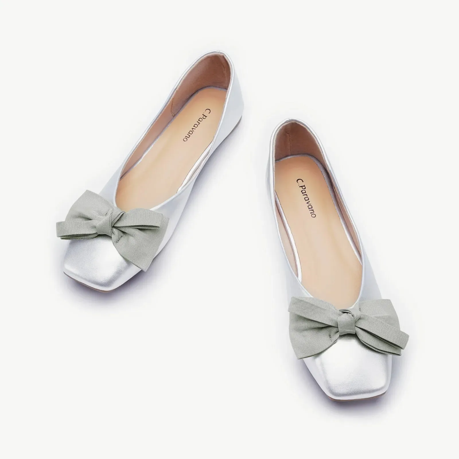 Bowknot Square Flats Soft Leather