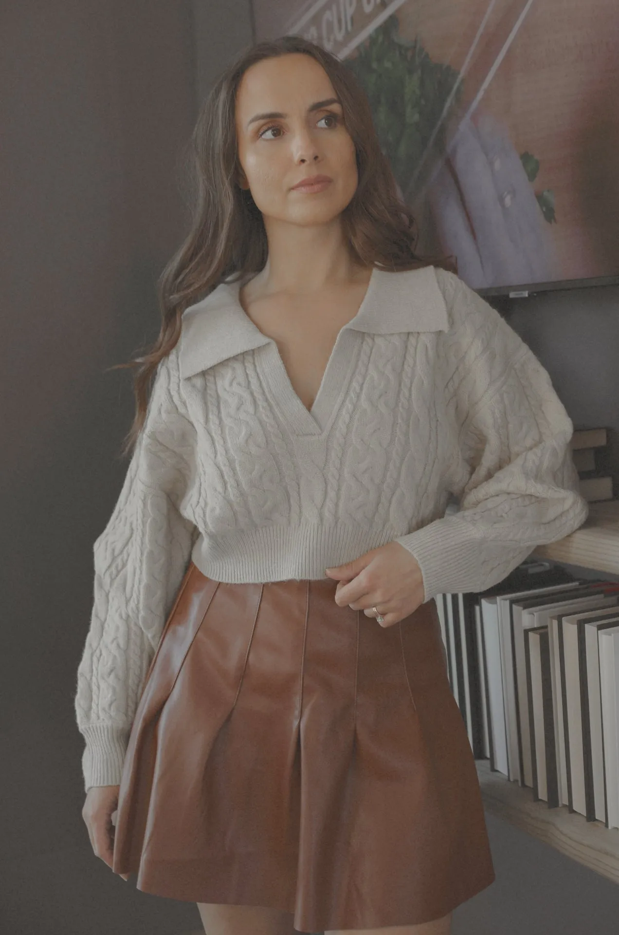 Brown Leather Mini Skirt