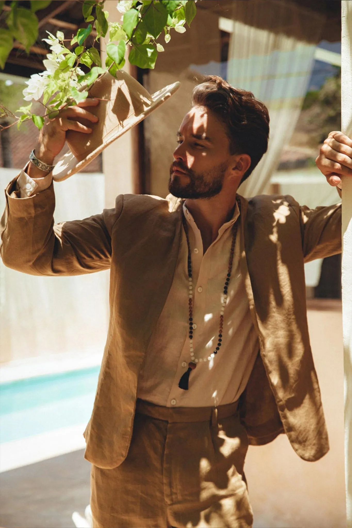 Brown Linen Blazer Jacket for Men