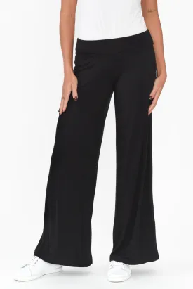 Cory Black Bamboo Wide Leg Pants