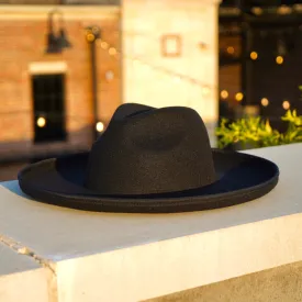 Dallas Plain Pencil Brim Fedora - Black