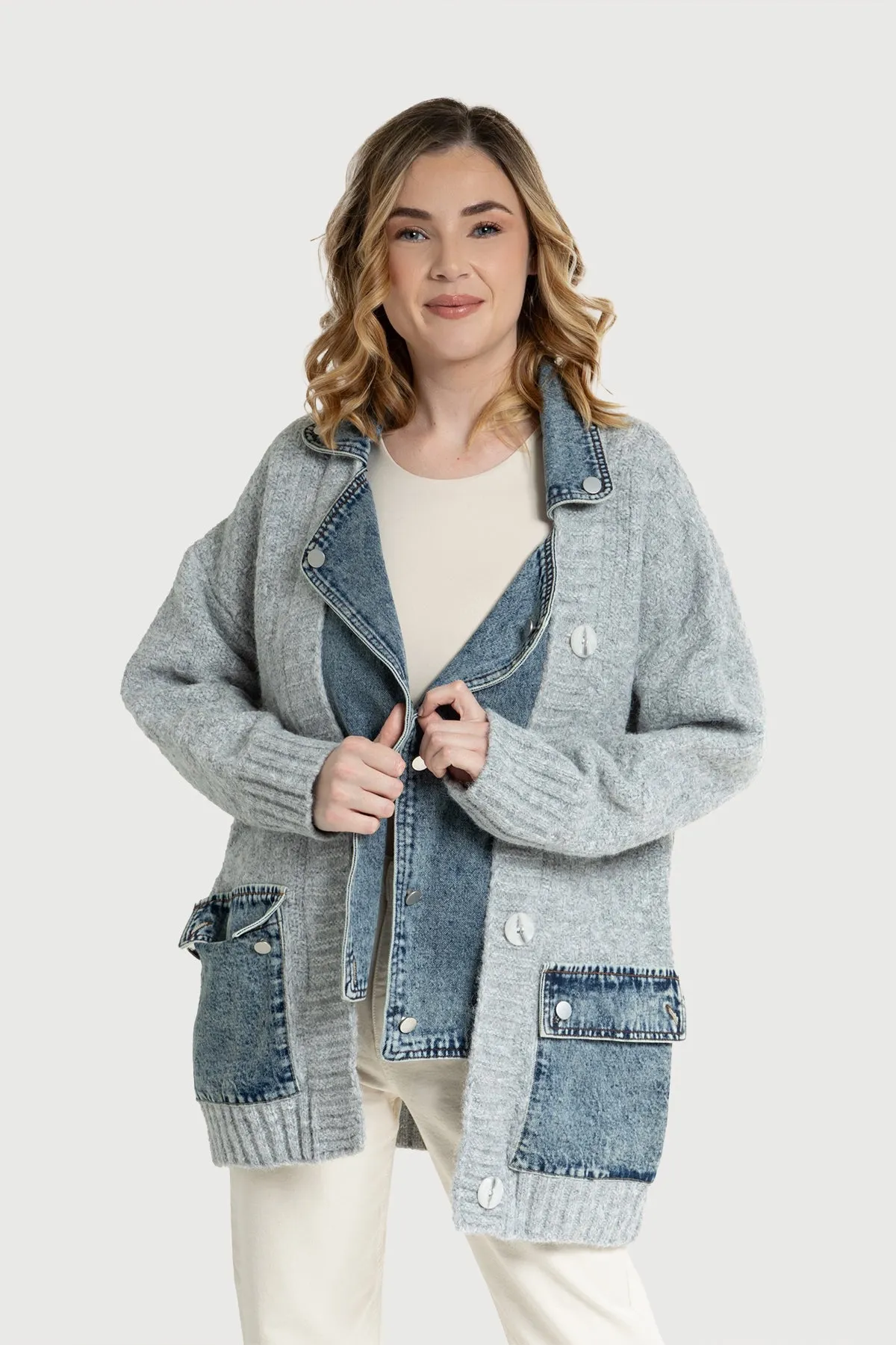 Denim Knit Cardigan