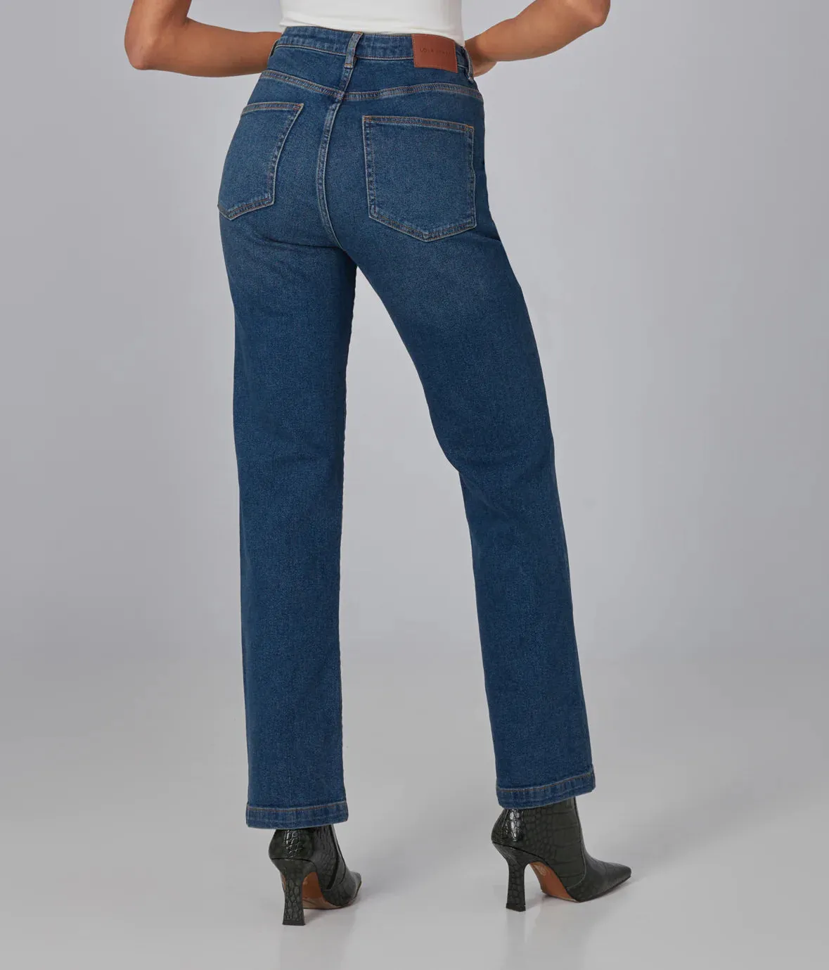 Denver High Rise Straight Jeans - Rugged Classic Blue