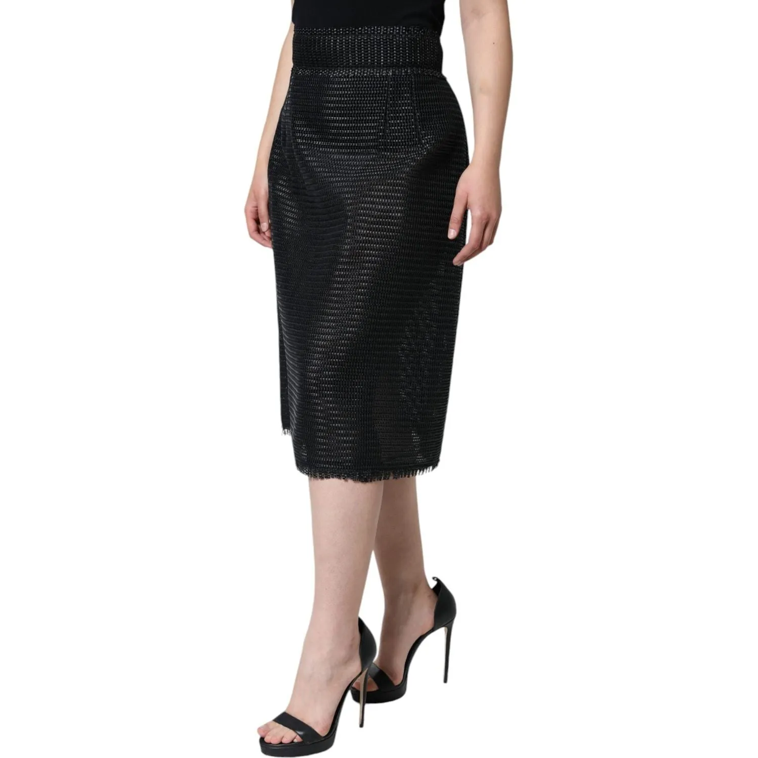 Dolce & Gabbana Black Viscose High Waist Pencil Cut Skirt