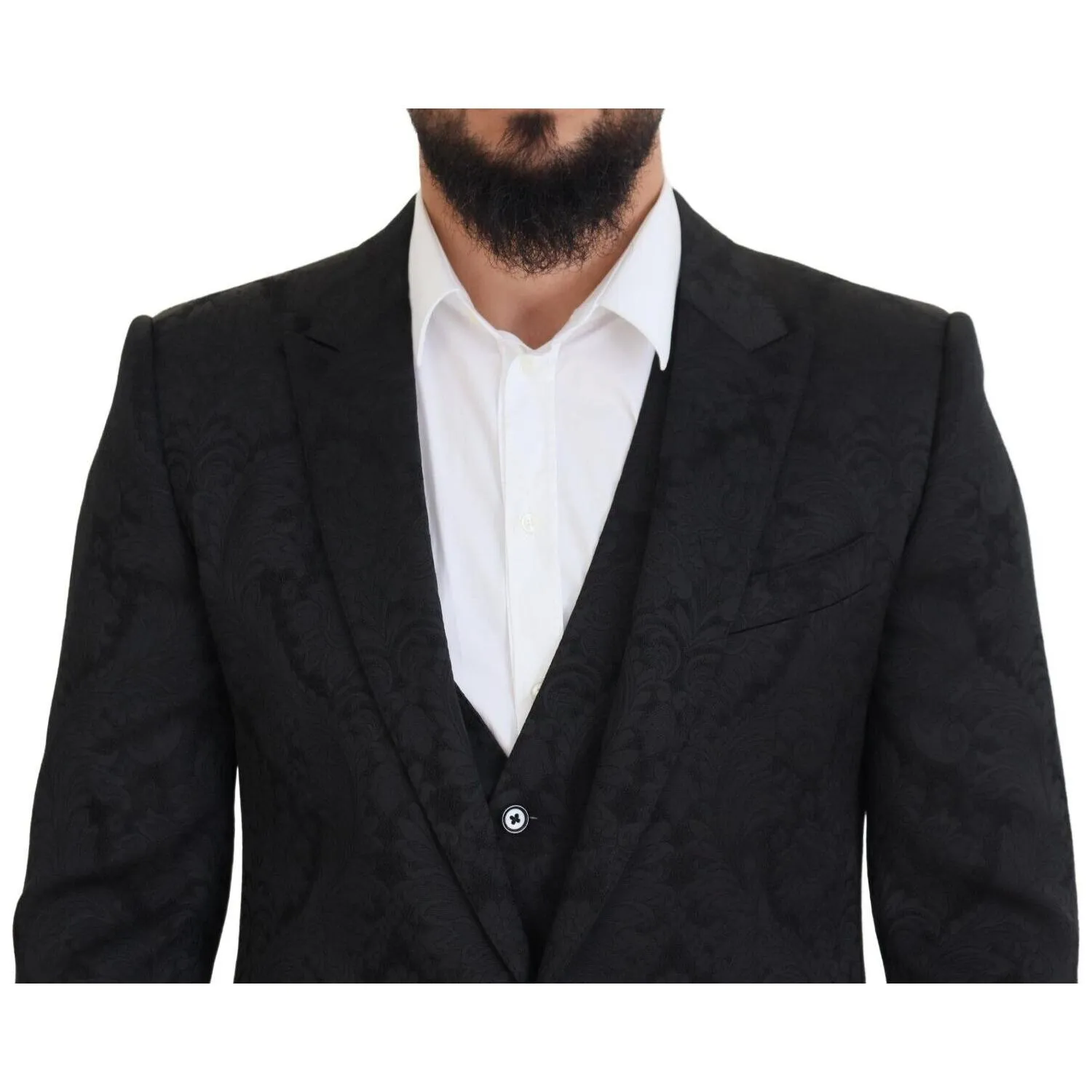 Dolce & Gabbana Elegant Black Martini Suit Jacket & Vest Ensemble