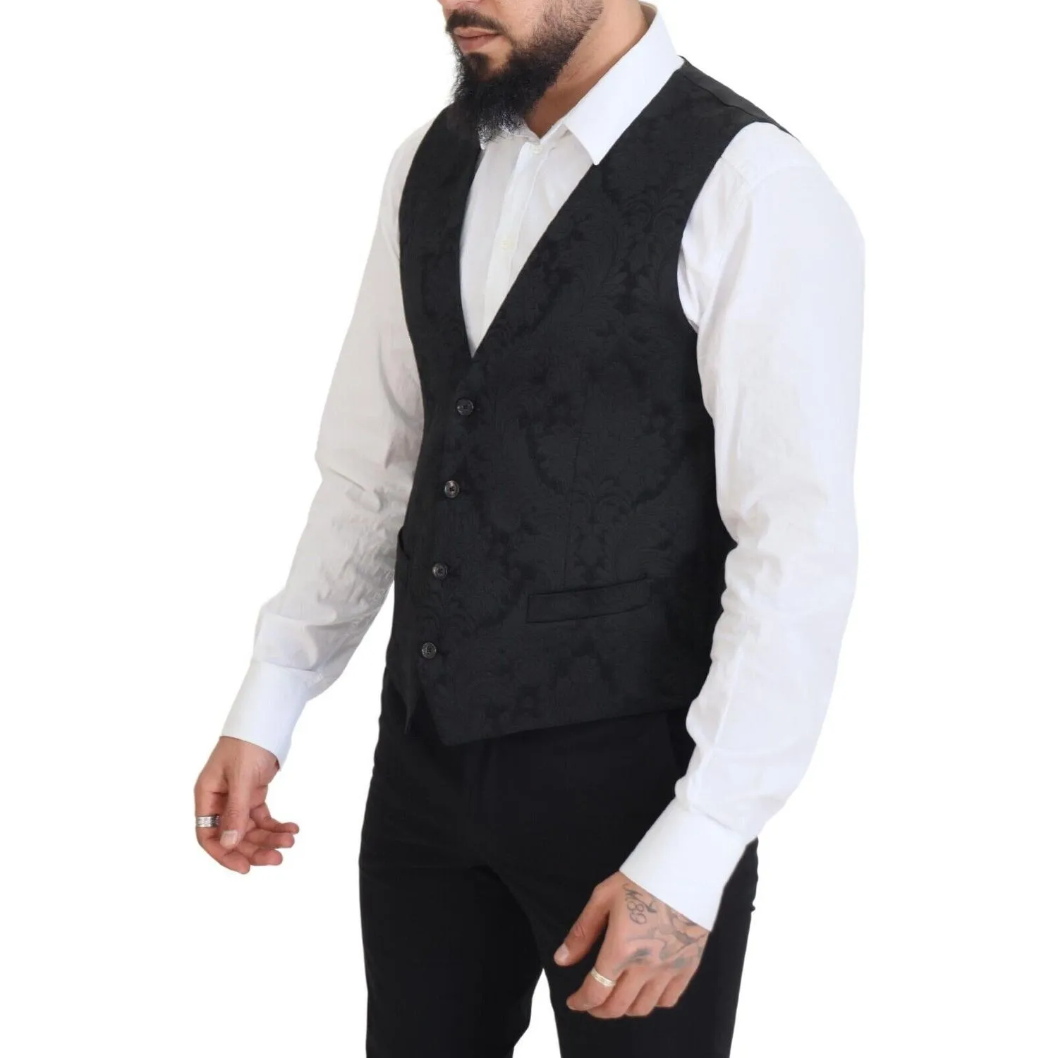 Dolce & Gabbana Elegant Black Martini Suit Jacket & Vest Ensemble