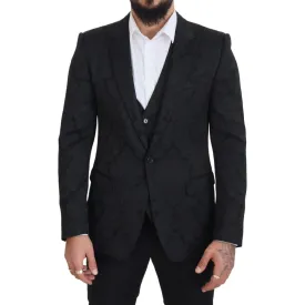 Dolce & Gabbana Elegant Black Martini Suit Jacket & Vest Ensemble