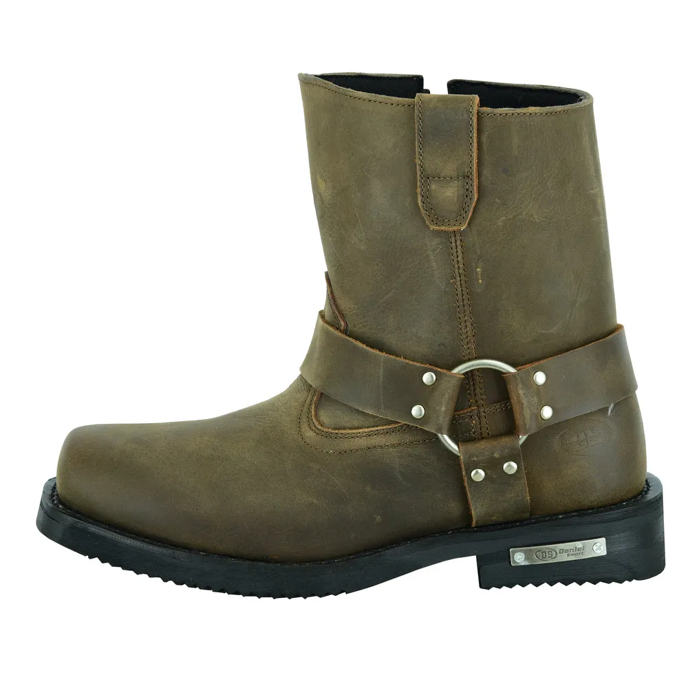 DS9742 Men's Side Zipper Waterproof Boots- Brown