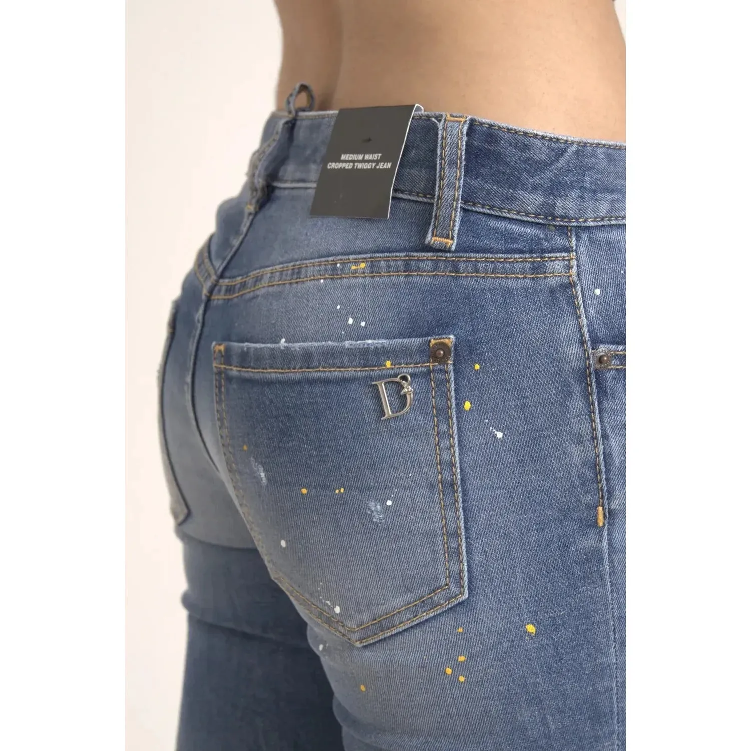 Dsquared² Blue Mid Waist Cropped Twiggy Denim Jeans