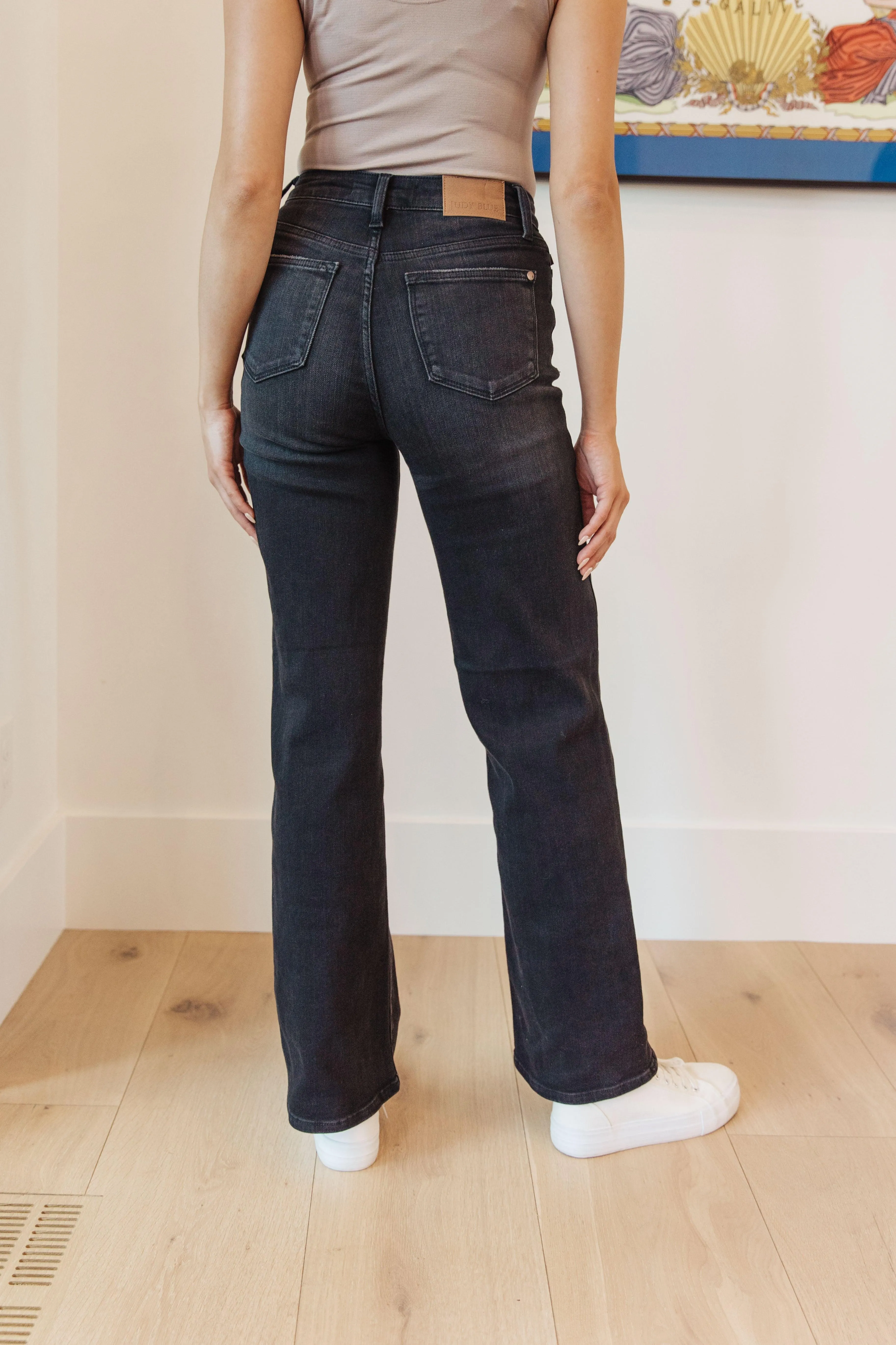 Eleanor High Rise Classic Straight Jeans in Washed Black - Judy Blue