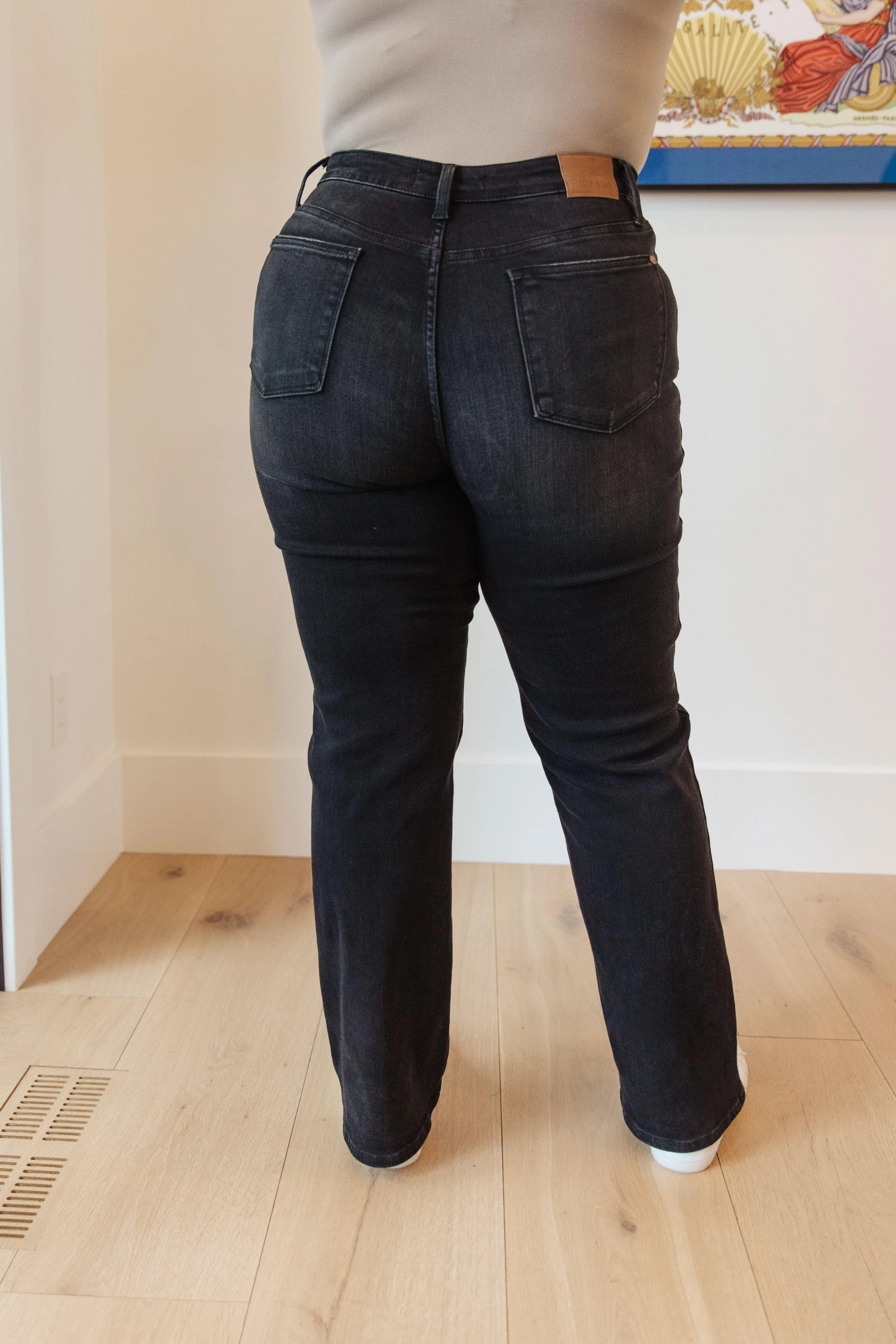 Eleanor High Rise Classic Straight Jeans in Washed Black - Judy Blue