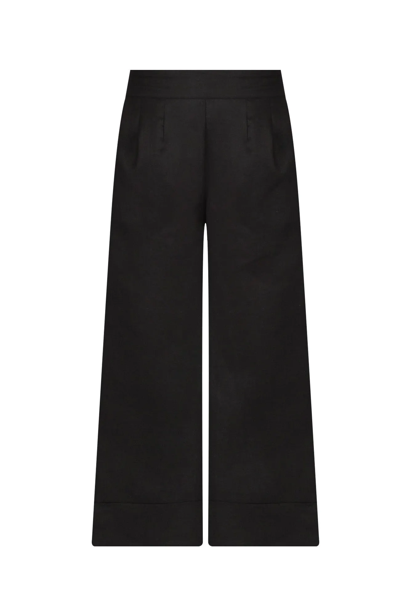 Elgon Black Linen Wide Leg Pants