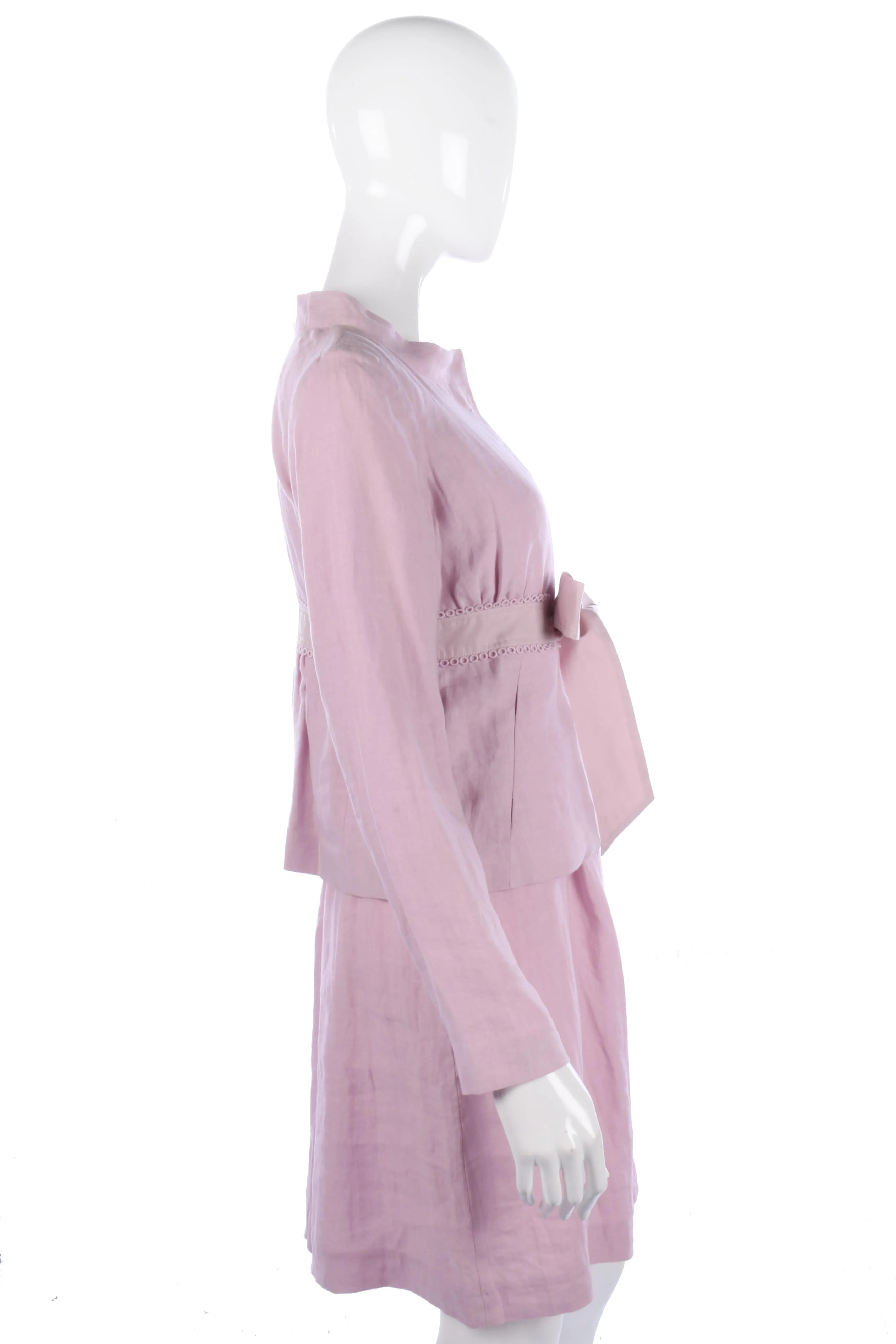 Fabulous Tara Jarmon pink linen and silk dress and jacket size S