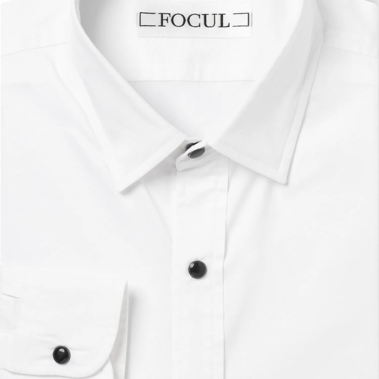 Focul - White Snap Shirt With Black Line Detail