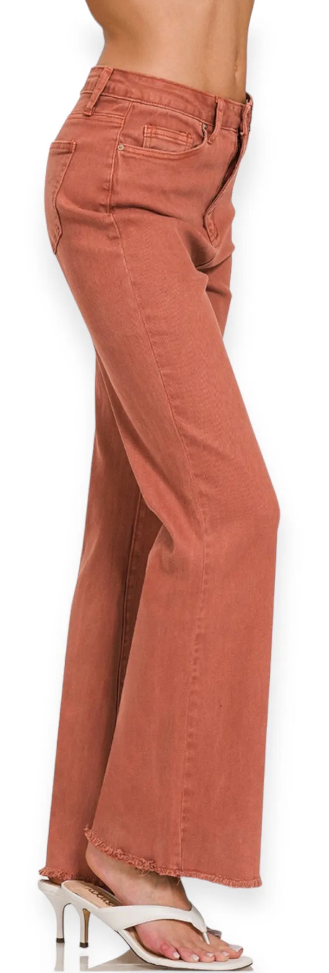 Gianna Straight Wide Pants- Rust