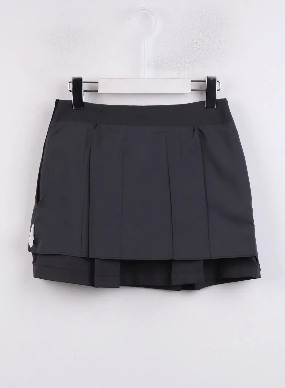 Gray Pleated Belted Mini Skirt CJ423