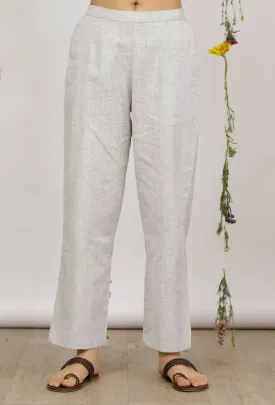 Grey Cotton Khaadi Straight Pants