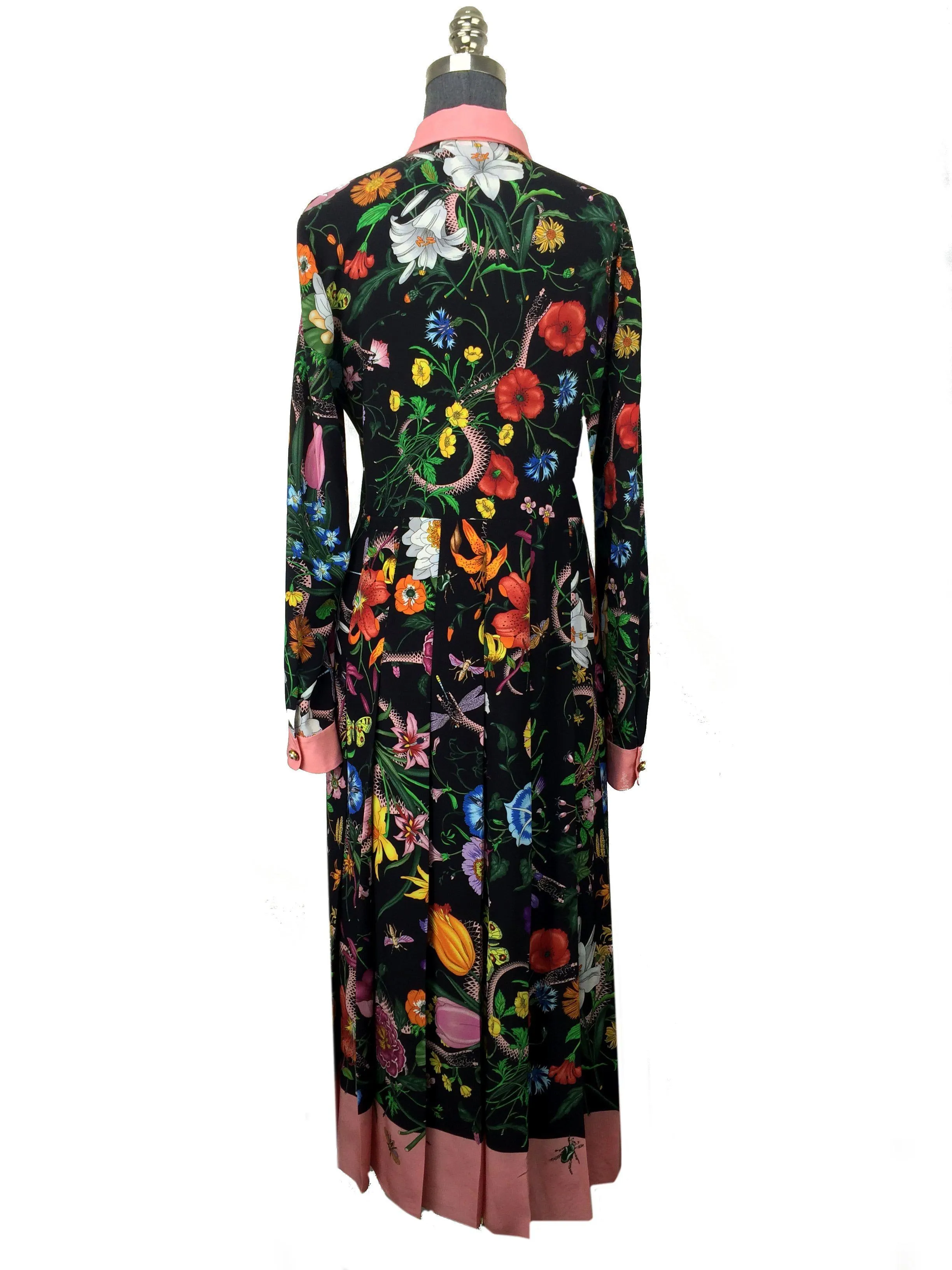 Gucci Flora Snake Print Silk Dress Size M