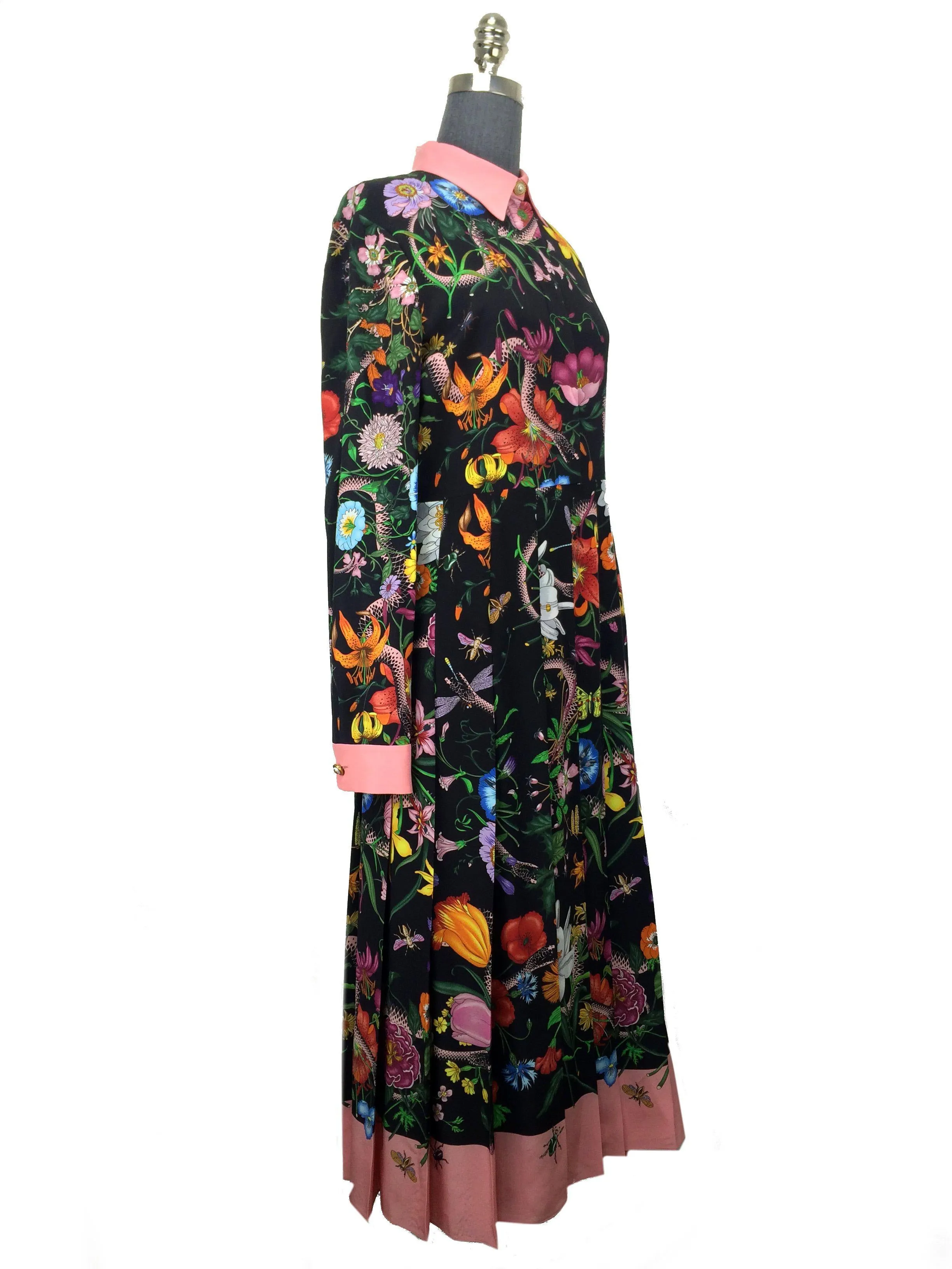 Gucci Flora Snake Print Silk Dress Size M