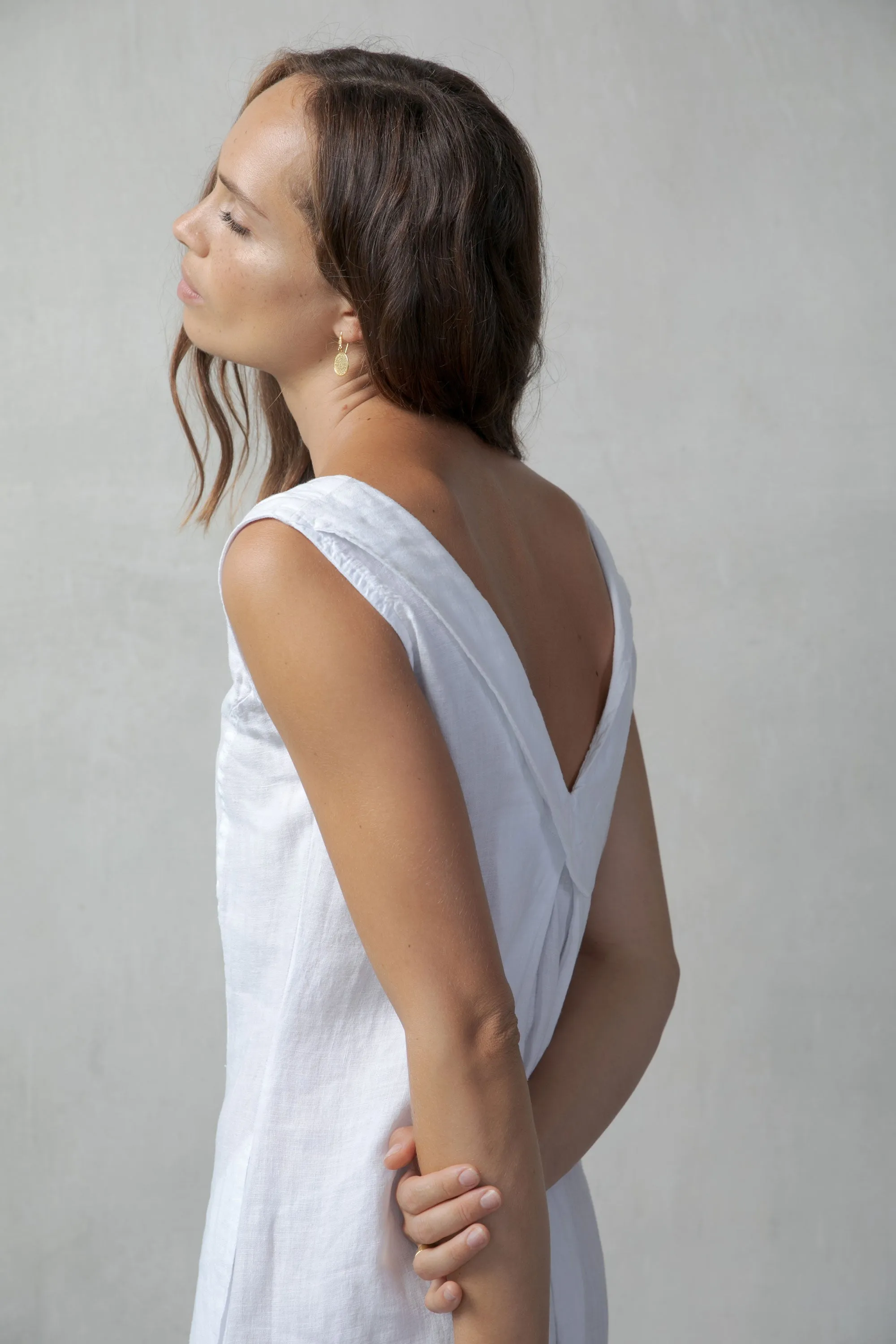 L'origami Linen Slip Dress White