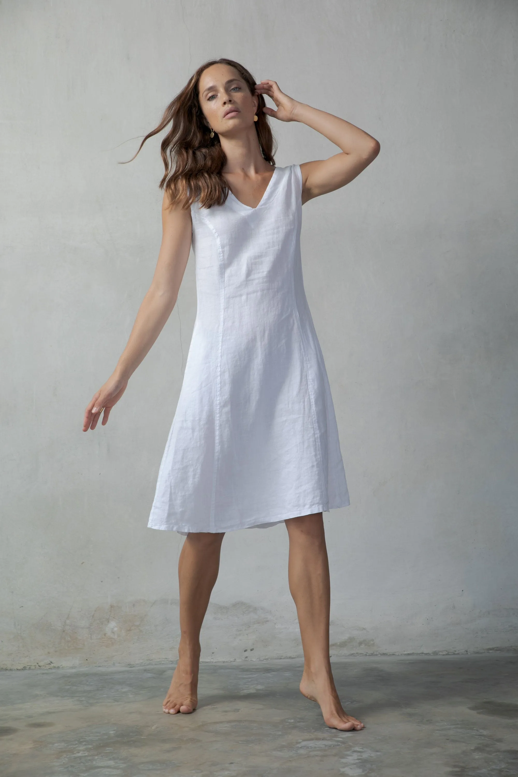 L'origami Linen Slip Dress White