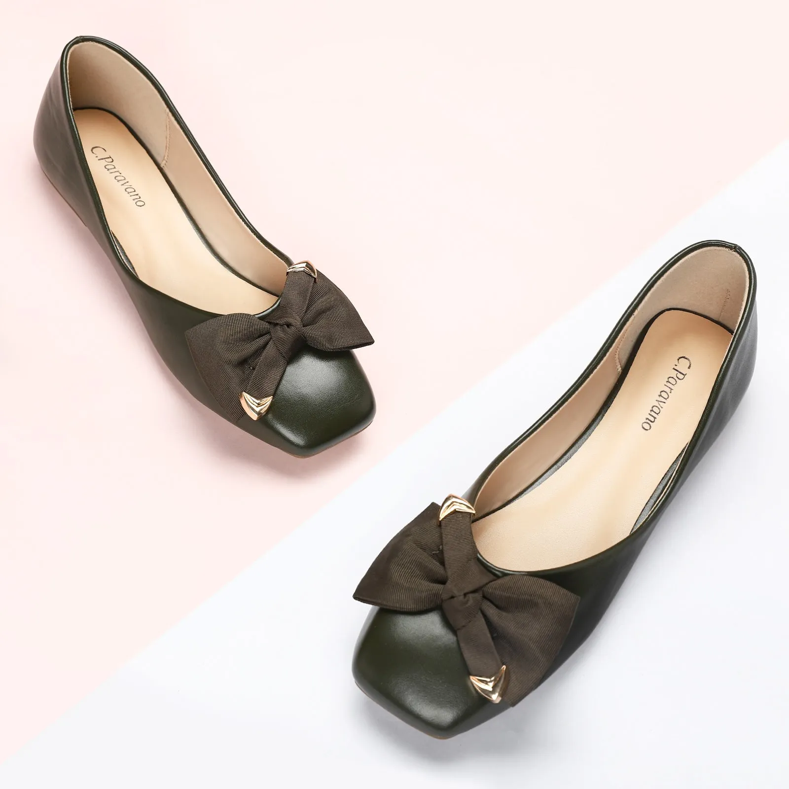 Metal Bow Ballerina Flats (Eva)